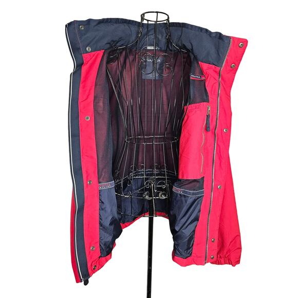NAUTICA Red Blue Hoodie Windbreaker Jacket Coat size Men's Large - Picture 6 of 11